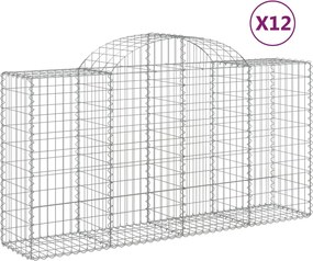 vidaXL Coșuri gabion arcuite 12 buc, 200x50x100/120cm, fier galvanizat