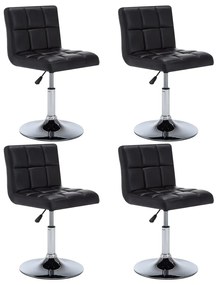 246923 vidaXL Scaune de bucătărie pivotante, 4 buc., negru, piele ecologică