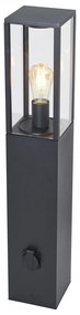 Lampă modernă de exterior neagră 80cm cu priză IP44 - Charlois