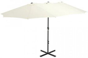 Umbrelă soare exterior, stâlp aluminiu, nisipiu, 460 x 270 cm