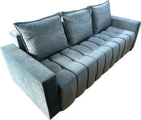 Canapea ZARA extensibila, 3 locuri, cu lada de depozitare, catifea albastru deschis , 220x95x80 Albastru Deschis, Catifea