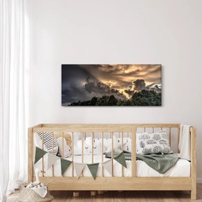 Tablou cu nori și pădure (120x50 cm)