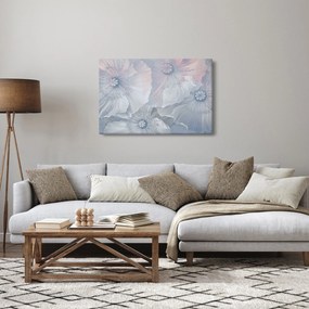 Tablou - Flori albastre pe perete (90x60 cm)