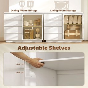 HOMCOM Bufet din Lemn cu 4 Sertare și Dulap cu Uși de Sticlă și Rafturi Reglabile, 120x40x91 cm, Alb | Aosom Romania