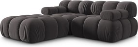 Canapea modulara 3 locuri, Bellis, Micadoni Home, BL, 188x188x70 cm, catifea, gri inchis
