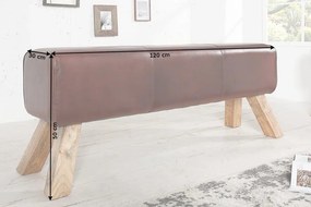 Bancheta din lemn si piele naturala BOCK 120cm