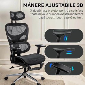 Scaun Ergonomic Multifunctional Cu Suport Lombar SYYT 9508 negru