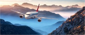 Tablou - Avion peste crestele montane (120x50 cm)