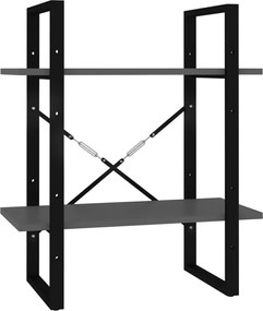 vidaXL Bibliotecă cu 2 rafturi, gri, 60x30x70 cm, PAL
