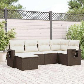 vidaXL Set canapele de grădină cu perne, 6 piese, maro, poliratan