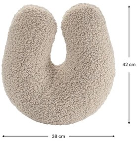 Pernă decorativă pentru copii maro deschis cu tapițerie din țesătură bouclé U – Wigiwama