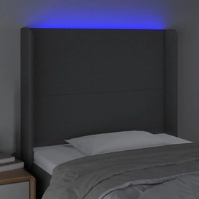 Tablie de pat cu LED, gri inchis, 93x16x118 128 cm, textil 1, Morke gra, 93 x 16 x 118 128 cm