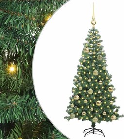 vidaXL Brad de Crăciun cu 150 LED cu suport Verde 120 cm PVC