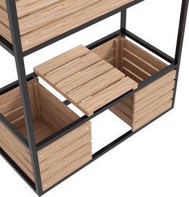 Outsunny Casetă de plantare, scară pentru flori, jardinieră înaltă, rezistentă la intemperii, 3 ghivece, 83 cm x 39 cm x 100 cm, natur + negru | Aosom Romania