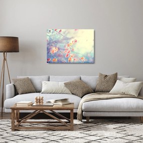 Tablou pe sticlă - Frunze în gheață (70x50 cm)