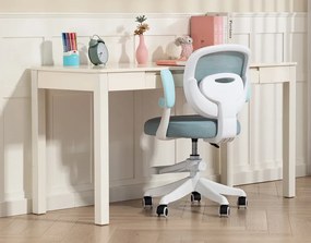 Scaun ergonomic pentru copii, suport lombar, suport picioare reglabil, rotativ, Albastru