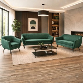 Fotoliu de design, ţesătură Velvet verde/negru/aurie, VIODA