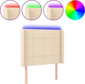 vidaXL Tăblie de pat cu LED, crem, 83x16x118/128 cm, textil