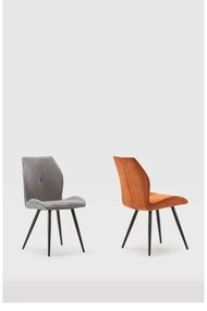 Scaune de dining portocalii 2 buc. din catifea reiată Adaya – Marckeric