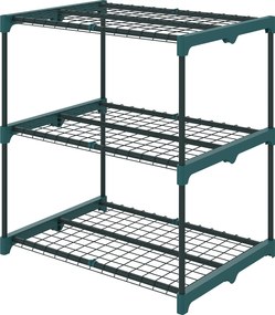 Outsunny Suport pentru plante cu 3 etaje, suport flori de 72 cm pentru interior și exterior, raft pentru plante din oțel Verde închis | Aosom Romania