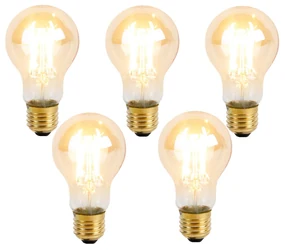 Set de 5 becuri LED E27 reglabile în 3 trepte A60 Goldline 5W 530lm 2200K