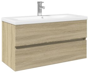 3307664 vidaXL Set mobilier de baie, 2 piese, ceramică și lemn prelucrat