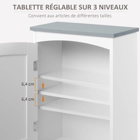 Kleankin Mobilier de Baie Suspendat, Raft Reglabil, 3 Nivele, MDF, Design Modern, 41x18.5x52cm, Alb și Gri | Aosom Romania
