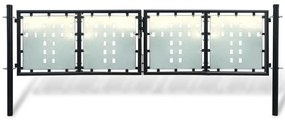 Poarta de gard cu o usa, negru, 300x125 cm Negru, 300 x 125 cm