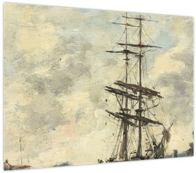 Tablou pe sticlă - Eugène Boudin, Ship on the Touques, reproducere (70x50 cm)