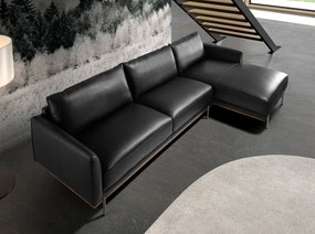 Coltar LUX 5 locuri design italian cu sezlong dreapta Cowhide black