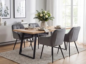 Fotoliu de masa gri MARLEN VELVET cu picioare negre