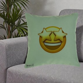 Perna Decorativa Emoji Ochi Stele, 40x40 cm, Verde, Husa Detasabila, Perna Inclusa, BEKZ®