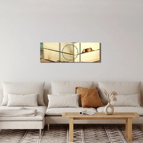 Tablou - Natură moartă de toamnă cu nuci (cu ceas) (90x30 cm)