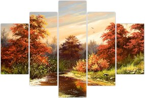 Tablou - Râu în peisaj de toamnă (150x105 cm)