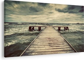 Tablou cu dig din lemn la mare (90x60 cm)