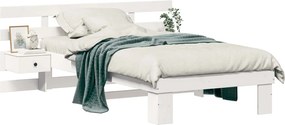 vidaXL Cadru de pat cu headboard Alb 90 x 200 cm Lemn de pin masiv