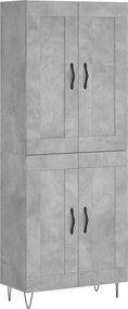 vidaXL Dulap înalt, gri beton, 69,5x34x180, lemn compozit