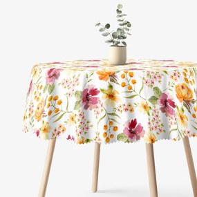 Goldea față de masă teflonată - flori de hibiscus - rotundă Ø 140 cm