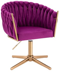 HR750CROSS Scaun Fucsia din Catifea cu Bază Aurie