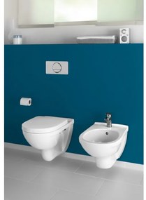 Pachet vas WC rimless suspendat + bideu suspendat, Villeroy&amp;Boch O.Novo, cu capac WC