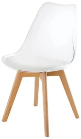 Set de 4 scaune, Lemn Fag Natur, Plastic Transparent, Scandinavia A-44164 VC