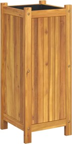 vidaXL Jardinieră de grădină cu căptușeală, 31x31x75 cm, lemn acacia