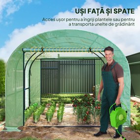Outsunny Seră Tip Tunel 300 x 300cm Walk-In - Verde | Aosom Romania