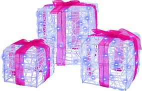 vidaXL Cutie cadou cu 60 LED 3 pcs albastru 20 x 20 x 20 cm Acril