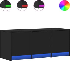 vidaXL Dulap TV cu LED, negru, 97x34x40 cm, lemn prelucrat