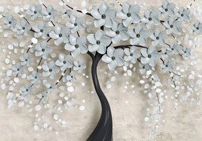 Fototapet - Copac și flori gri (152,5x104 cm), în 8 de alte dimensiuni noi