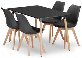 Set de masa 1 + 4, masa ADRIA 120x80 negru + scaune BALI MARK negru