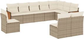 vidaXL Set canapele de grădină cu perne, 10 piese, bej, poliratan