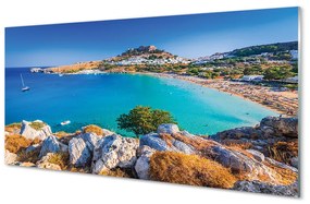 Tablouri pe sticlă Grecia Coast Panorama Beach