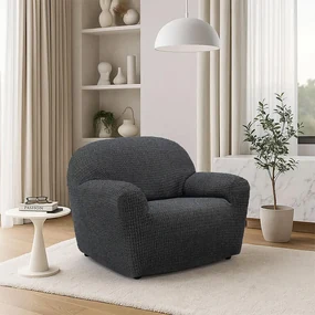 Huse super elastice RUBINIA antracit fotoliu (l. 70 - 110 cm)